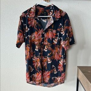 RVCA Black and Red Casual Button Down Shirt